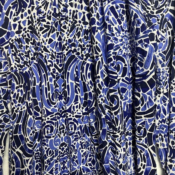 Lilly Pulitzer Willa Peasant Blouse Womens Size Medium Blue Black Beach Summer - Picture 9 of 12